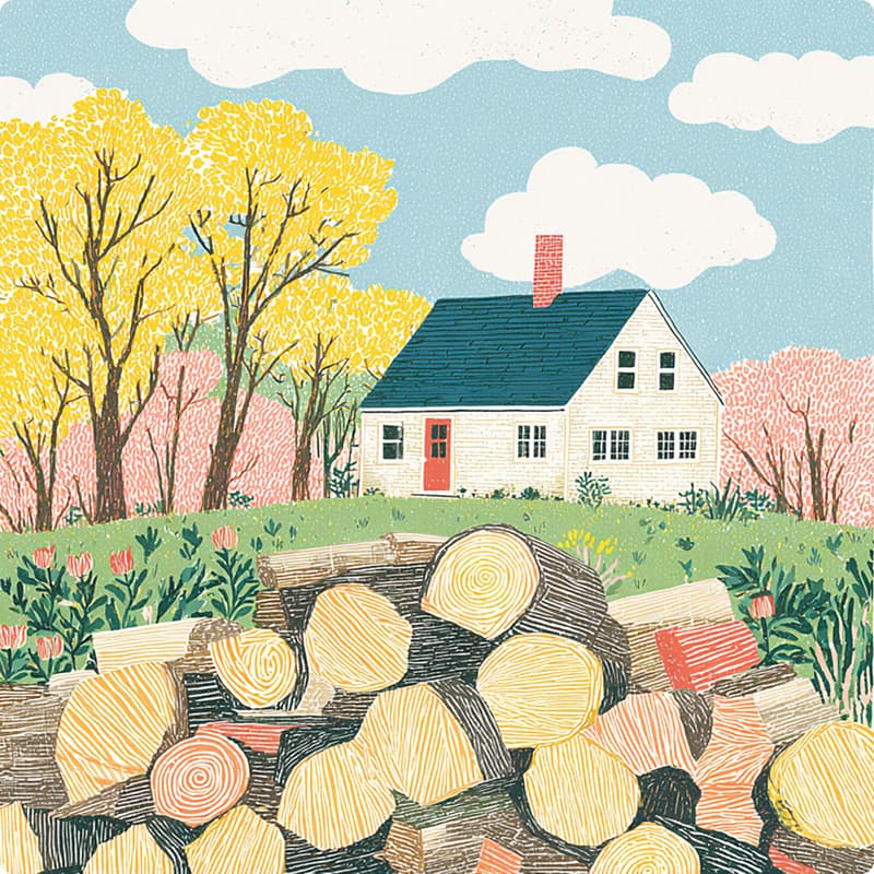 A pile of split firewood